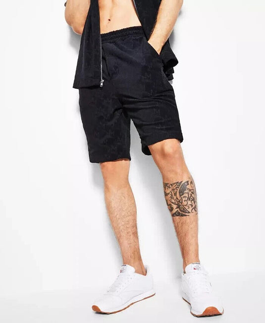 Translation missing: en.Royalty by Maluma Men's Relaxed-Fit Textured Logo 9-1/2" Terry Shorts Black-XL