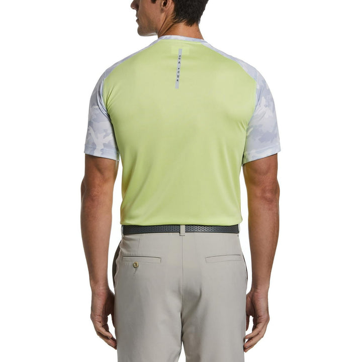 Translation missing: en.PGA Tour Mens Camo Print Performance T-Shirt Gray Dawn/Sunny Lime-Medium