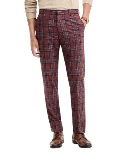 Translation missing: en.Tommy Hilfiger Men's Tate Modern-Fit Stretch Dress Fall Pants Red Plaid-40x30