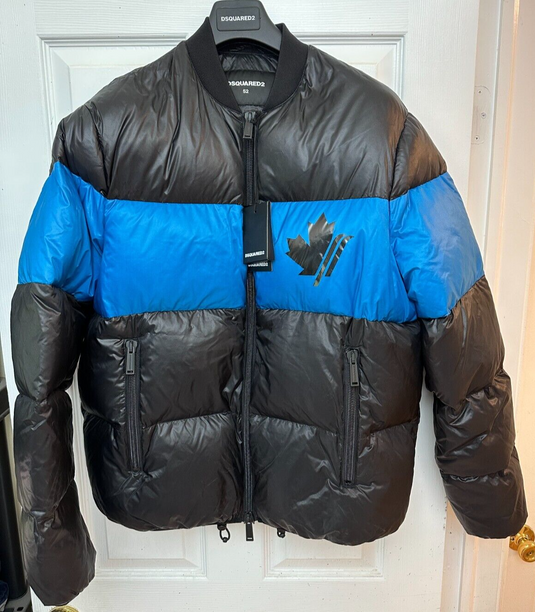 Translation missing: en.DSQUARED2 Men's Down Color-block Puffer Jacket in Black/Blue_Size EU 50 US L 40