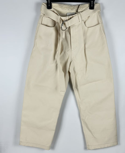Translation missing: en.Nanushka Men's Ferre Structured Twill  Belted Pants Creme-Small 30W