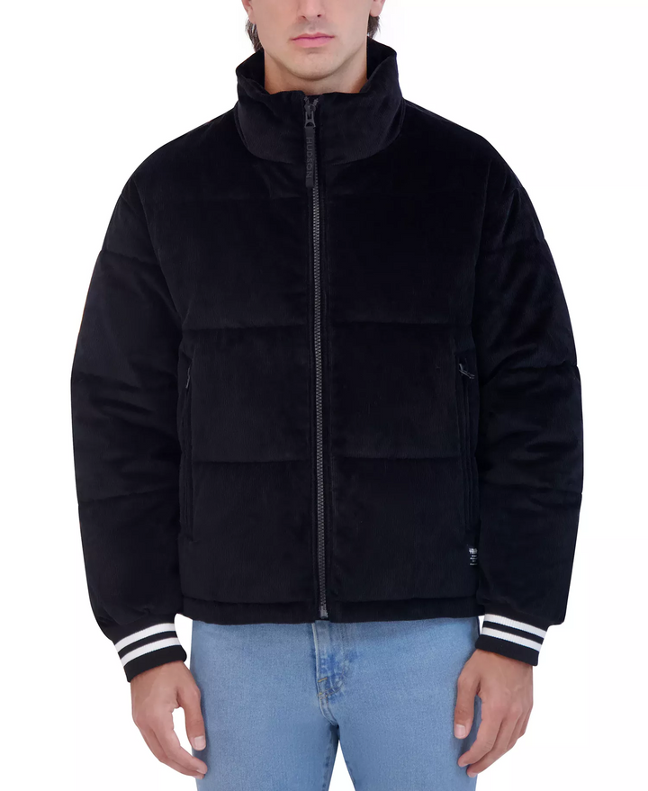 Translation missing: en.Hudson Jeans Men's Corduroy Varsity Puffer Jacket - Black -Size Small