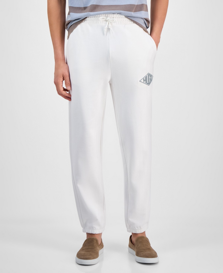 Translation missing: en.Hugo Boss Men's Dacusi Relaxed-Fit Logo Embroidered Joggers Natural White-2XL