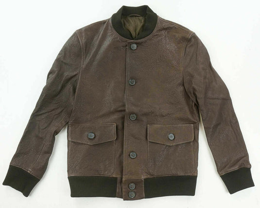 Translation missing: en.Dylan Gray Men's Leather Baseball Bomber Jacket Brown-Size 40R
