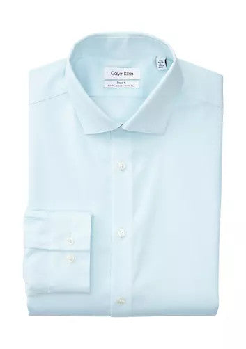 Translation missing: en.Calvin Klein Dress Shirt Mens 17.5 32/33 Mint Julip Steel Plus Slim Fit PinCord