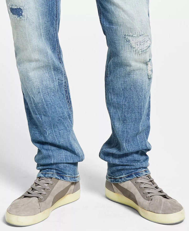 Translation missing: en.Heroes Motors Men's Slim-Straight Fit Distressed Jeans in Henderson Blue-32/32