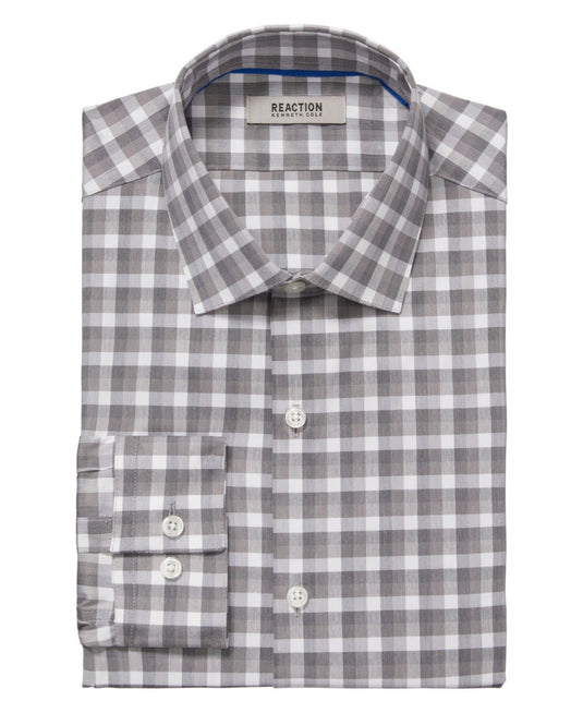 Translation missing: en.Kenneth Cole Reaction Dress Shirt Men's 15.5 34/35 Grey Slim Fit Flex Stretch
