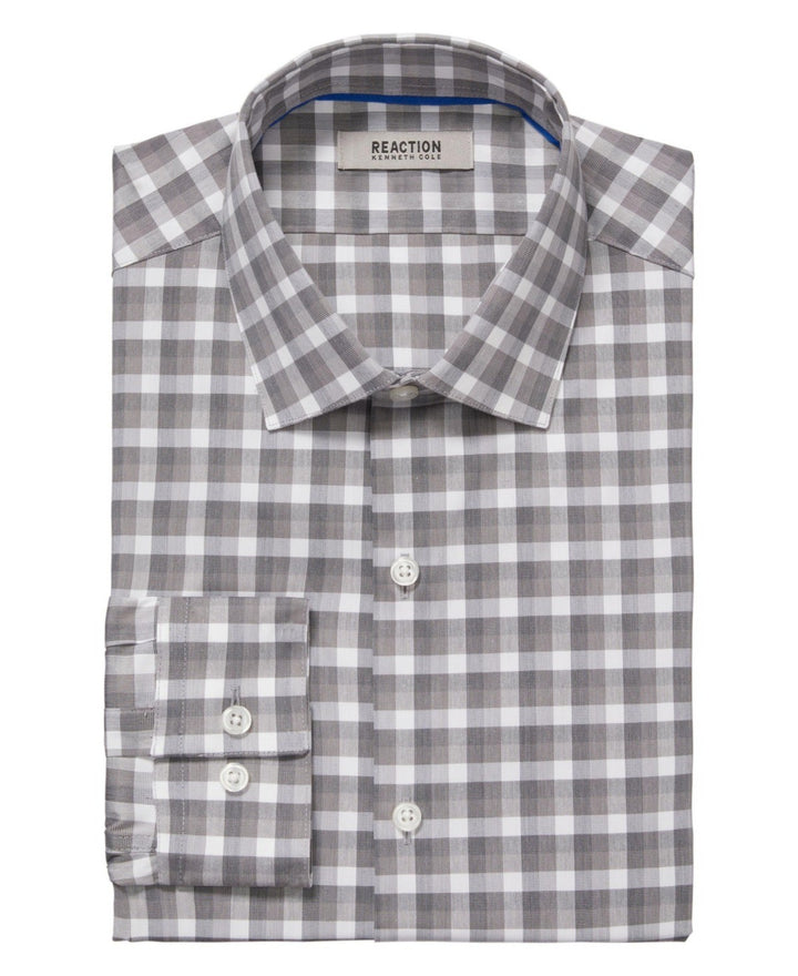 Translation missing: en.Kenneth Cole Reaction Dress Shirt Men's 15.5 34/35 Grey Slim Fit Flex Stretch