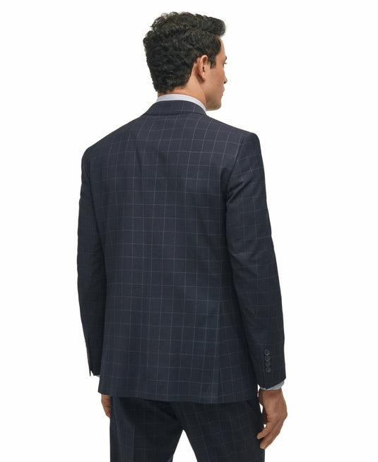 Translation missing: en.B by Brooks Brothers Mens Classic-Fit Windowpane Suit Jacket Wool Blend Navy-40R