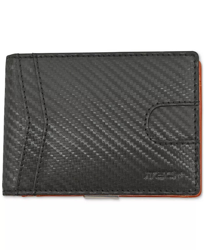 Translation missing: en.ITech Men's Textured Leather Bi-Fold Wallet &amp; Money Clip - Black 4.5"x3"x.037