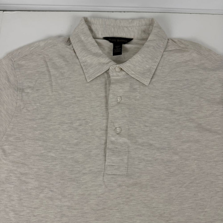 Translation missing: en.Scott Barber Men's Piqué Regular Fit Cotton/Silk Polo Tan-Size Large