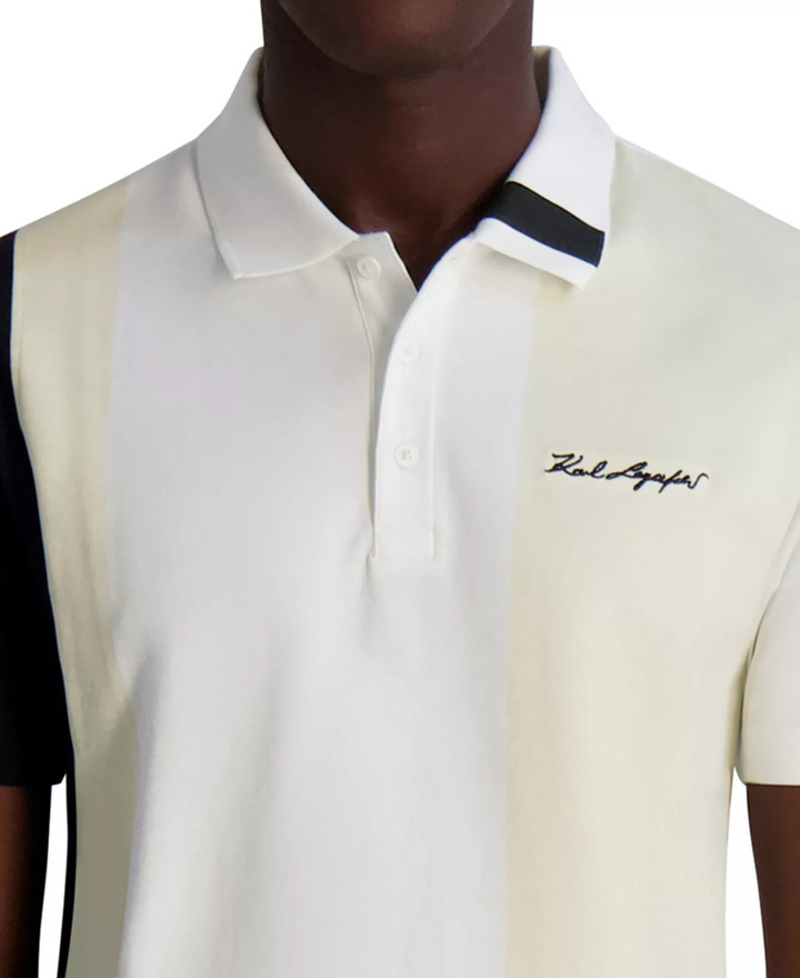Translation missing: en.Karl Lagerfeld Men's Regular-Fit Colorblocked Polo Shirt Black White-2XL