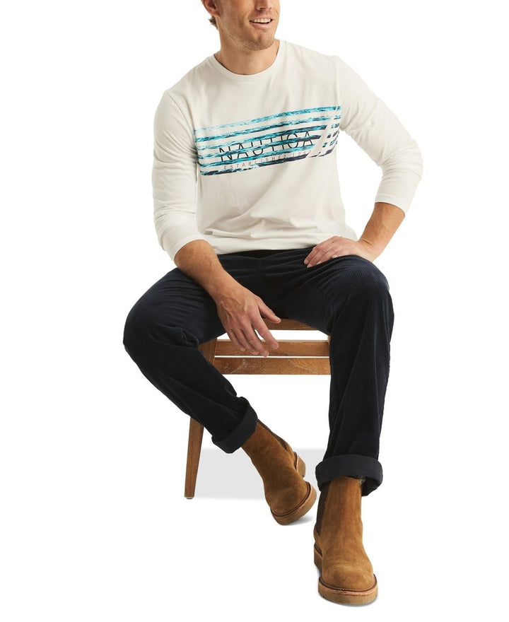 Translation missing: en.Nautica Men's Long Sleeve Crewneck Logo Graphic T-Shirt - Bright White-Small
