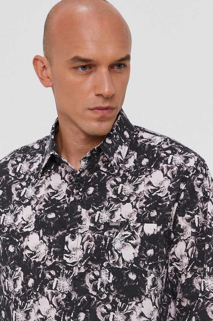 Translation missing: en.GUESS Men's Eco Collins Floral-Print Flower Fantasy Shirt in Black Multi-Large