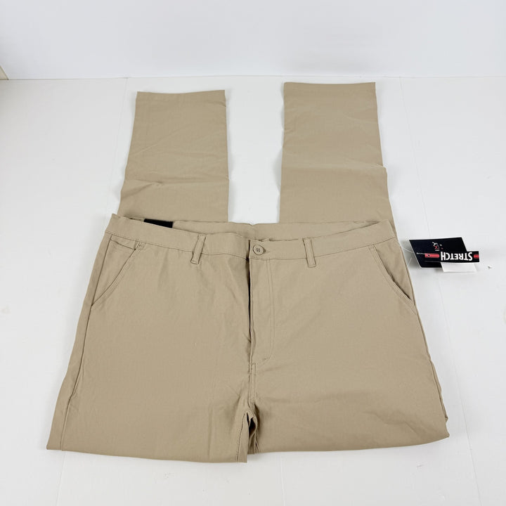 Translation missing: en.Galaxy Men's Chinos 36x30 Khaki Slim Fit Stretch Flat Front Performance