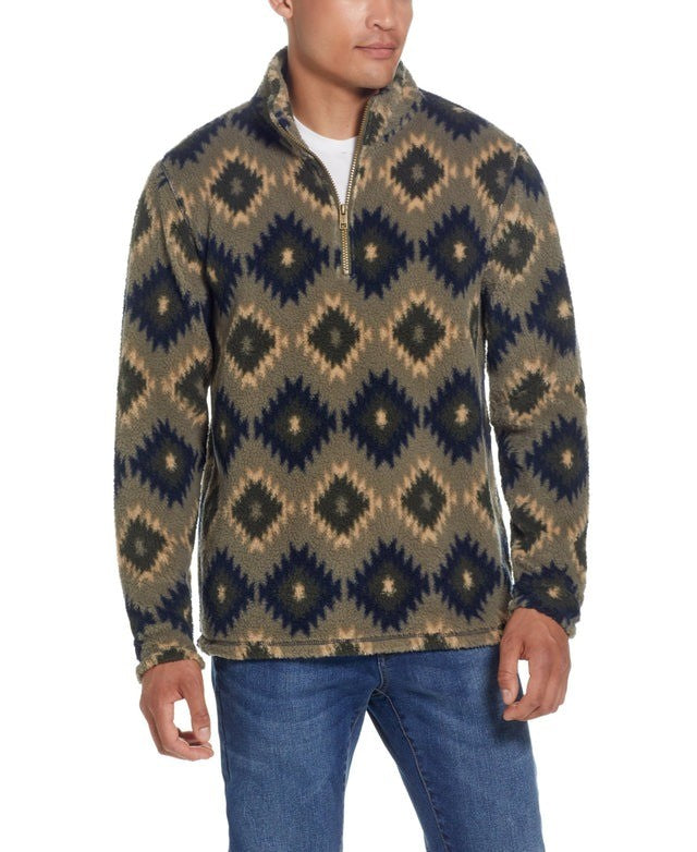 Translation missing: en.Weatherproof Vintage Men's Southwest Sherpa Quarter-Zip Sweater Vetiver-Large