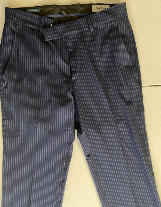 Translation missing: en.Kenneth Cole Reaction Techni Cole Men's Slim-Fit Striped Dress Pants Navy-29/32