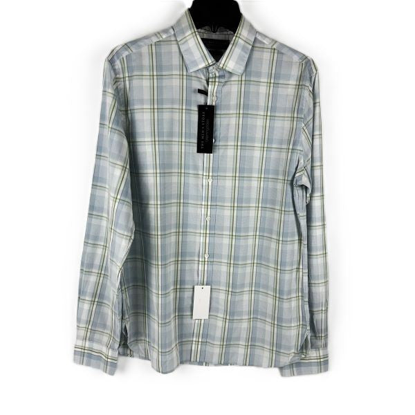 Translation missing: en.The Men's Store Major Dept Store Casual Stretch Plaid Slim Shirt Blue Sage-2XL