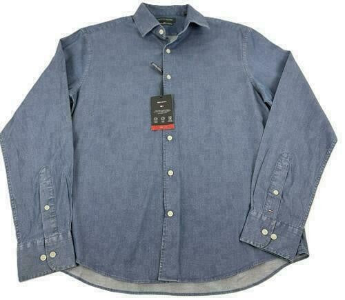 Translation missing: en.Tommy Hilfiger Men's Flex Reg Fit Washed Untucked Dress Shirt Blue-18-18.5 34/35