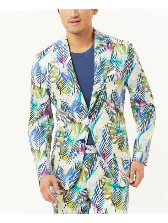 Translation missing: en.Tallia Men's Cotton Blend Tropical Slim Fit Blazer in Blue Cream-XL 44-46
