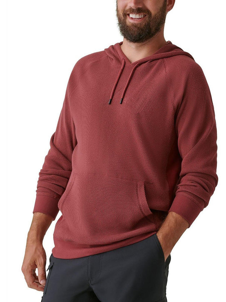 Translation missing: en.Bass Outdoor Men's Bay Stretch Waffle-Knit Hoodie in Oxblood Red-Small