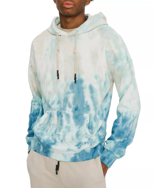 Translation missing: en.Eleven Paris Men's Marble Fleece Pullover Hoodie in Bluestone Marble-Size 2XL