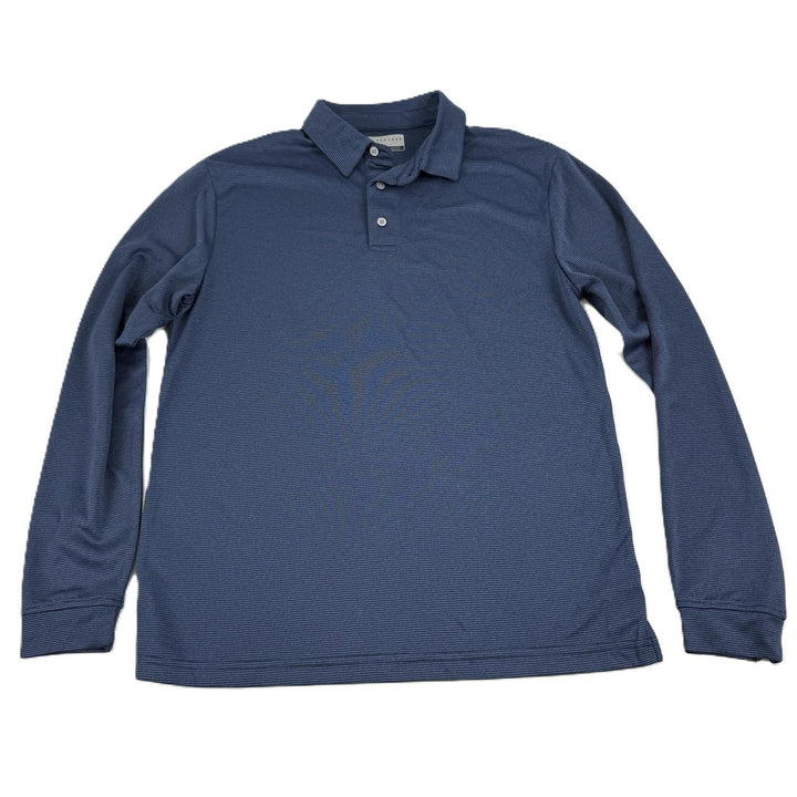 Translation missing: en.PGA Tour Long Sleeve Feeder Stripe Golf Polo Shirt DK Peacoat Htr-Small