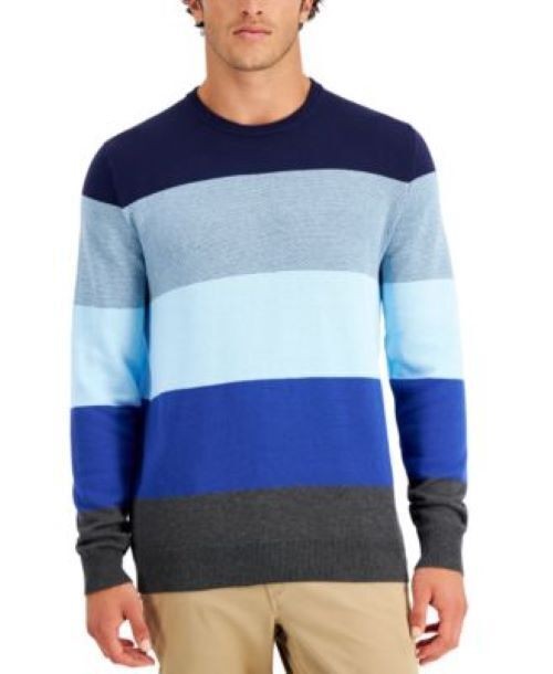 Translation missing: en.Club Room Men's Striped Lightweight Sweater in Navy Combo-Size Small