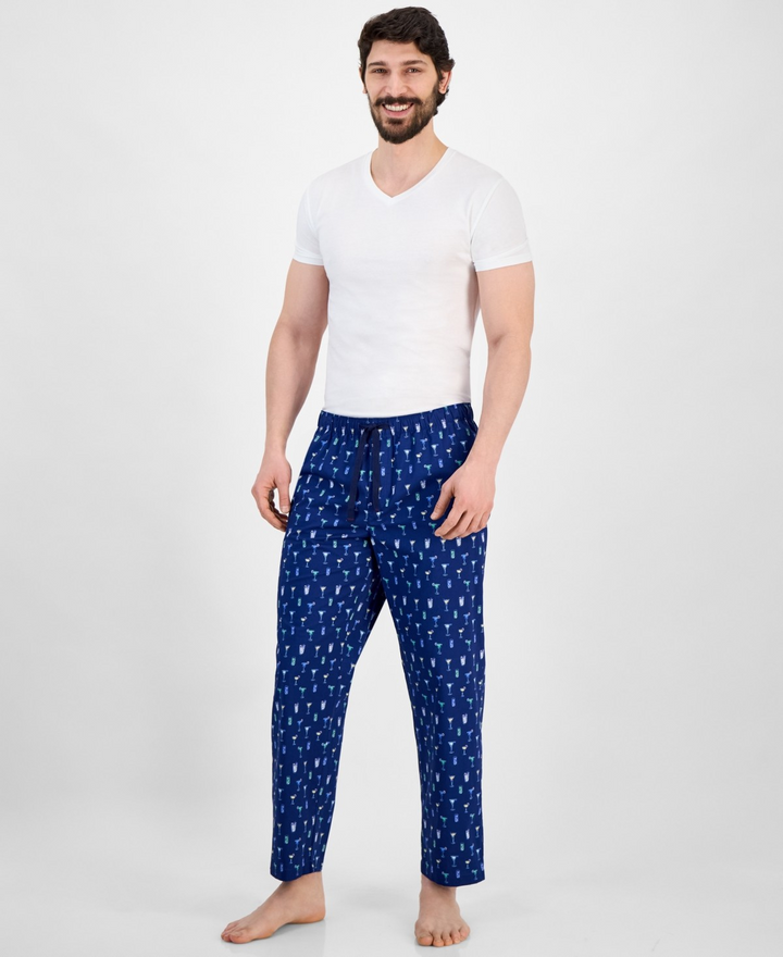 Translation missing: en.Club Room Men's Woven Beverage-Graphic Night Cap Pajama Pants Navy-Large