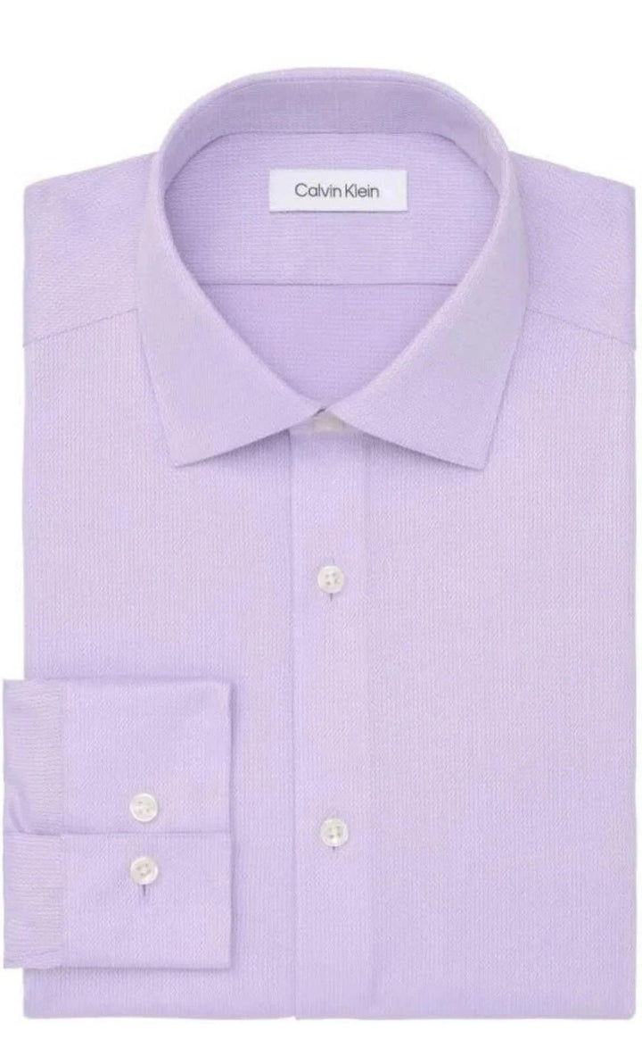 Translation missing: en.Calvin Klein Mens SteelPlus Reg Fit Modern Pin Cord Dress Shirt Lilac-16.5 32/33