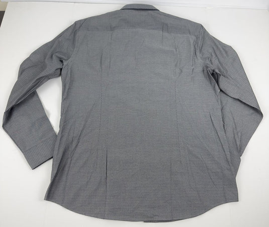Translation missing: en.Hugo by Hugo Boss Dress Shirt Men's 17 34/35 Black/Grey Slim-Fit Kenno Cotton