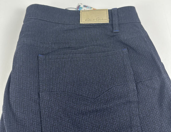 Translation missing: en.Robert Graham Kent Men's Tonal-Print Tailored Fit Pants in Navy-36x32