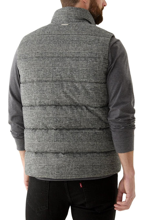 Translation missing: en.Michael Kors Men's Prince of Wales Check Quilted Puffer Vest - Black-Size 2XL