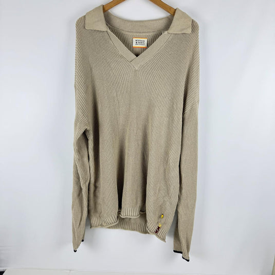 Translation missing: en.Scotch &amp; Soda Men's Organic Cotton Knit Polo Sweater in Beige-XL