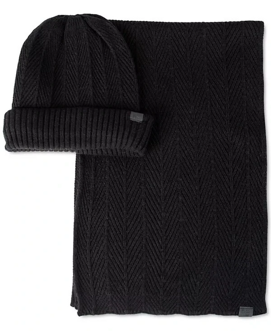 Translation missing: en.Kenneth Cole Reaction Men's 2-Piece Herringbone Knit Beanie and Scarf Box Set