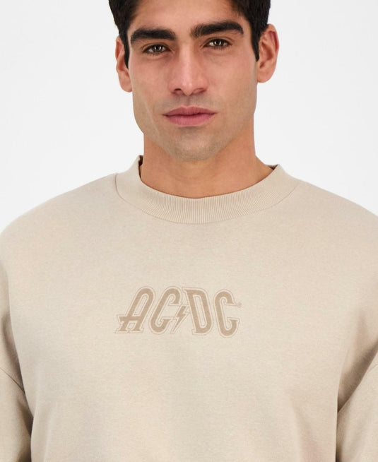 Translation missing: en.Tai Apparel Men's Ac/Dc Relaxed Fit Crewneck Graphic Sweatshirt Beige-2XL
