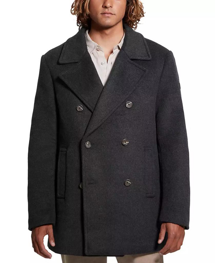 Translation missing: en.Guess Men's Jeff DB Peacoat Removable Nylon Hooded Inset Downey Heather Grey-2XL