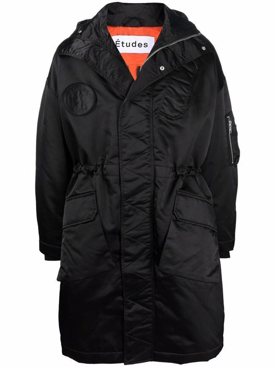 Translation missing: en.ETUDES Ohio Men's Black Long Padded Zipped-Hood Coat-EU 50 US Large