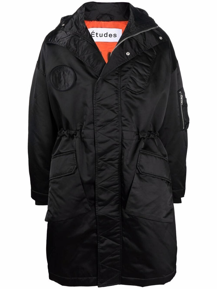 Translation missing: en.ETUDES Ohio Men's Black Long Padded Zipped-Hood Coat-EU 50 US Large