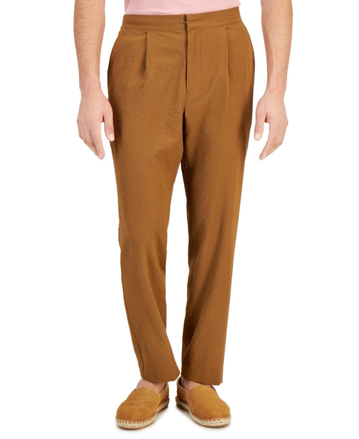Translation missing: en.Alfani Dress Pants Men's 40x30 Timber Brown Classic-Fit Textured Seersucker