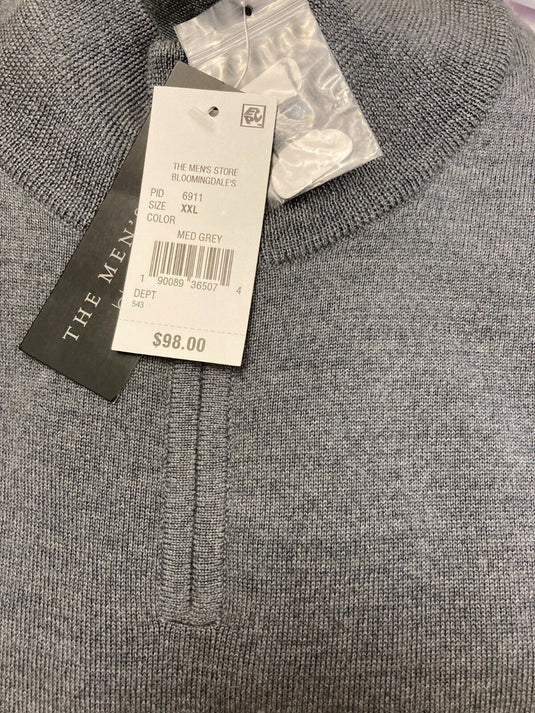 Translation missing: en.The Men's Store Designer Quarter-Zip Merino Wool Sweater in Med Grey-2XL