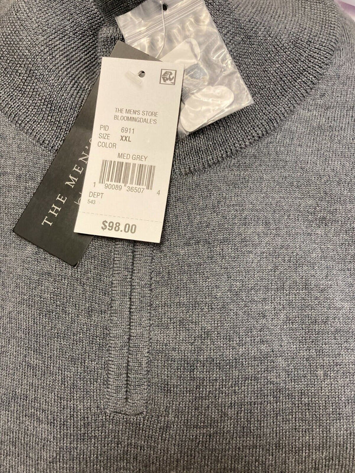 Translation missing: en.The Men's Store Designer Quarter-Zip Merino Wool Sweater in Med Grey-2XL