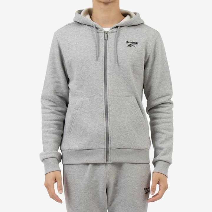 Translation missing: en.Reebok Mens Full Zip Hoodie Med Grey Heather Size Medium Fleece Logo Classic Fit