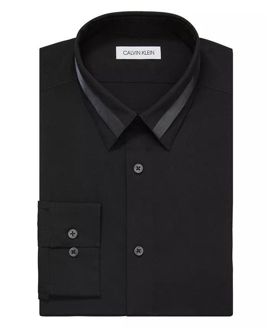 Translation missing: en.Calvin Klein Mens Dress Shirt Slim Fit Formal Infinite Black Solid-15-15.5 34/35