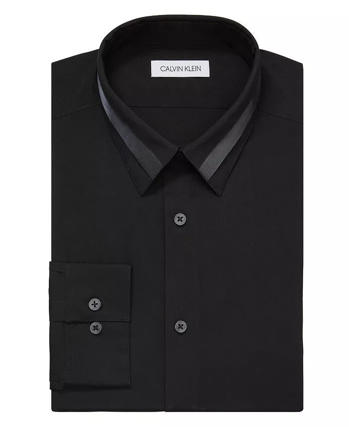 Translation missing: en.Calvin Klein Mens Dress Shirt Slim Fit Formal Infinite Black Solid-15-15.5 34/35