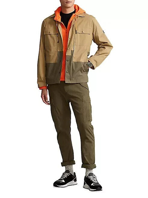 Translation missing: en.RLX Ralph Lauren RLX Cotton Stretch Ripstop Color Blocked Paneled Jacket Khaki-L