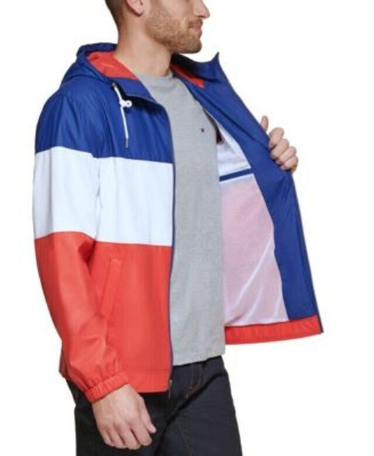 Translation missing: en.Club Room Men's Rubberized Lightweight Hooded Rain Jacket in Rinse-Medium