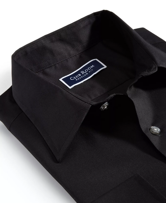 Translation missing: en.Club Room Men's Regular-Fit Dress Shirt Cotton Blend Deep Black M 15-15.5 34/35
