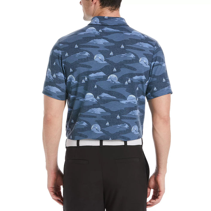 Translation missing: en.PGA Tour Men's Allover Scenic Print Short Sleeve Golf Polo Shirt Insignia Blue-S