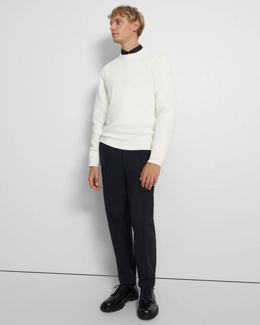 Translation missing: en.Theory Men's Riland Slim-Fit Organic Cotton Crewneck Sweater in Ivory-Size 2XL
